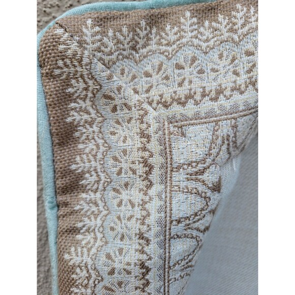 J. Queen NY 1 European 26 Square Pillow Cover Boho Floor Green Tan Tapestry - Picture 3 of 10